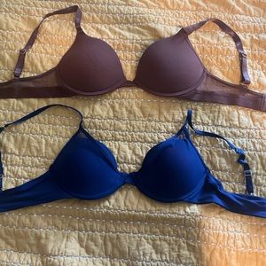 Pepper 34B bras. Brown is padded and blue is not.